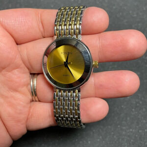 Vintage Fondini Unisex Dual Tone Roman Dial Quartz Watch Working New Battery